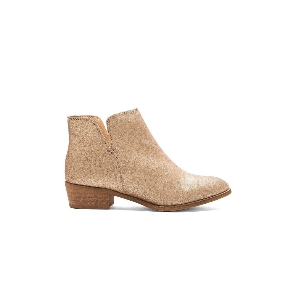$178 SPLENDID Hamptyn Gold Metallic Glitter Ankle Zipper Bootie Revolve 6 NEW